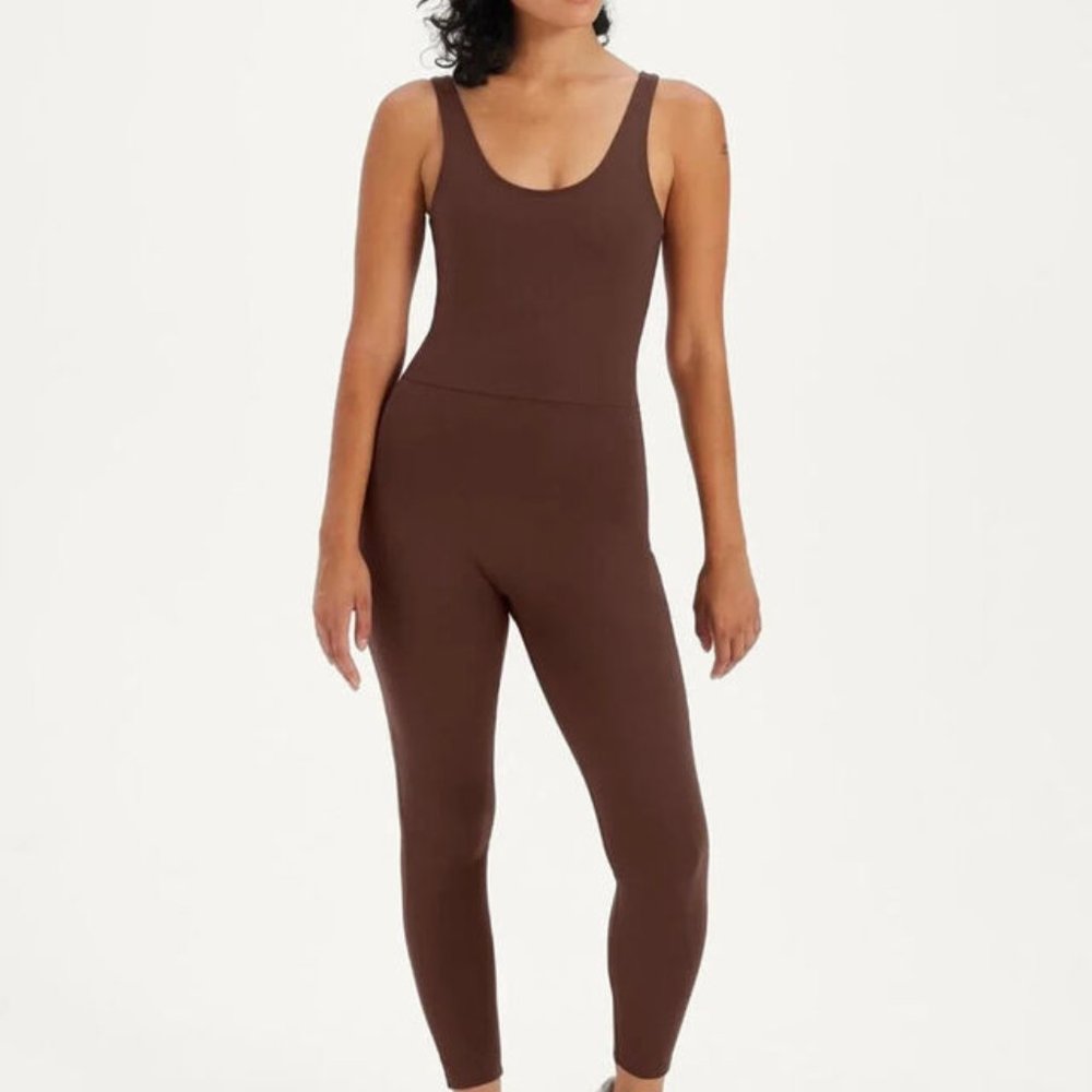 NWT Girlfriend Collective Women's Scoop Back Unitard - Brown, L